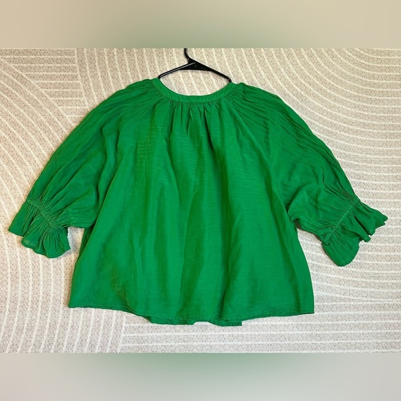 Velvet by Graham & Spencer Green Ruffled 3/4 Sleeve Blouse Top M Bohemian Boho - Picture 5 of 12
